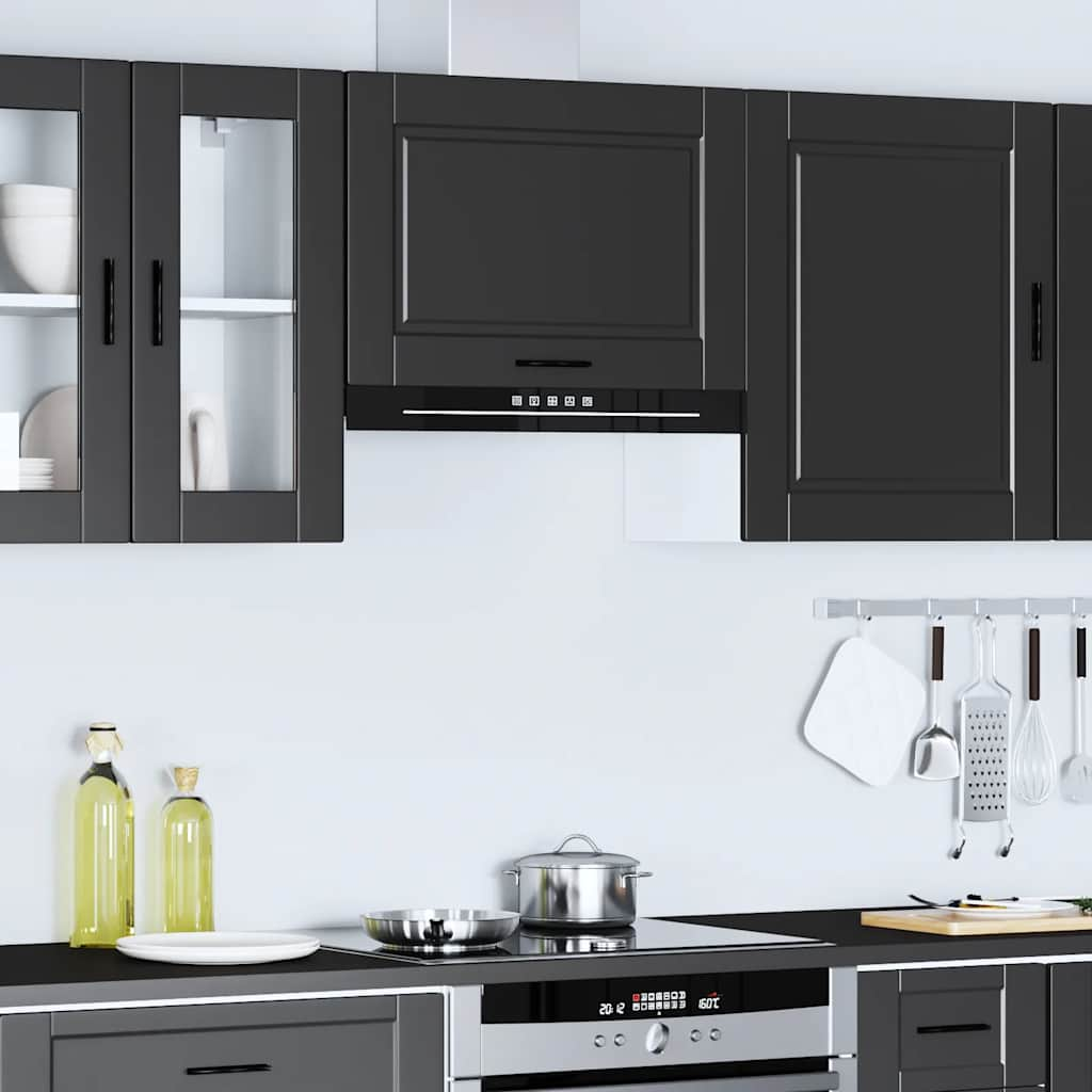 Kitchen Wall Cabinet Porto Black Engineered Wood