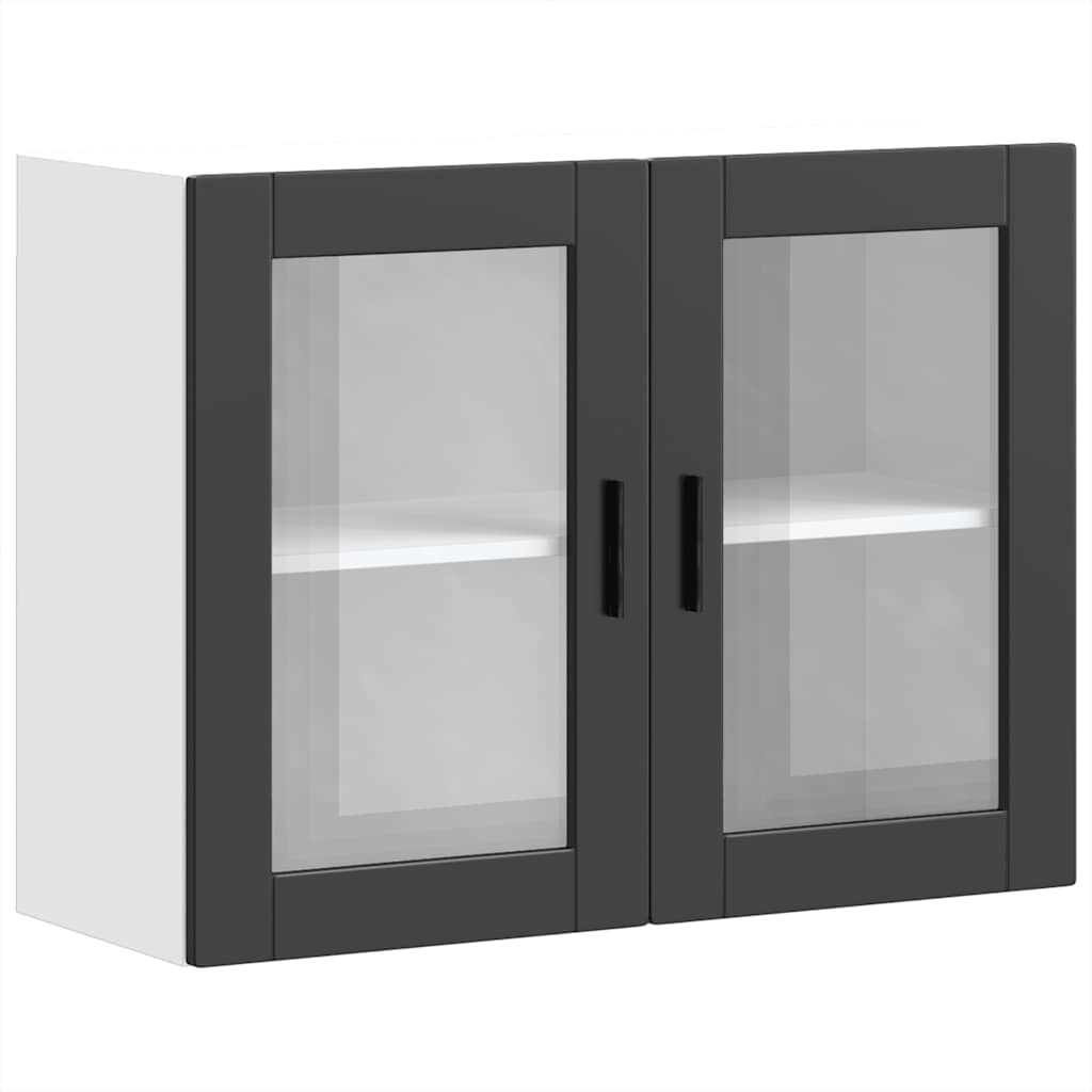 Kitchen Wall Cabinet with Glass Door Porto Black