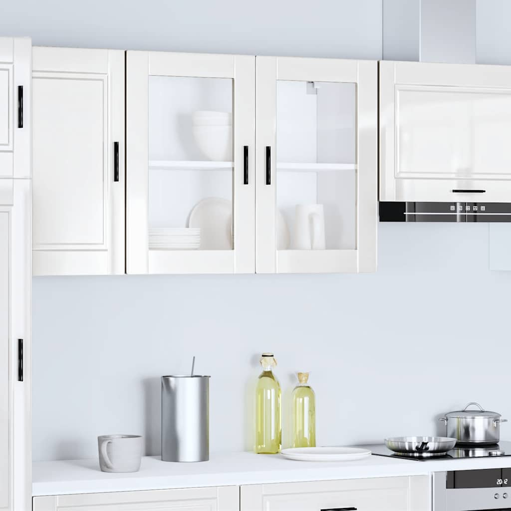 Kitchen Wall Cabinet with Glass Door Porto High Gloss White