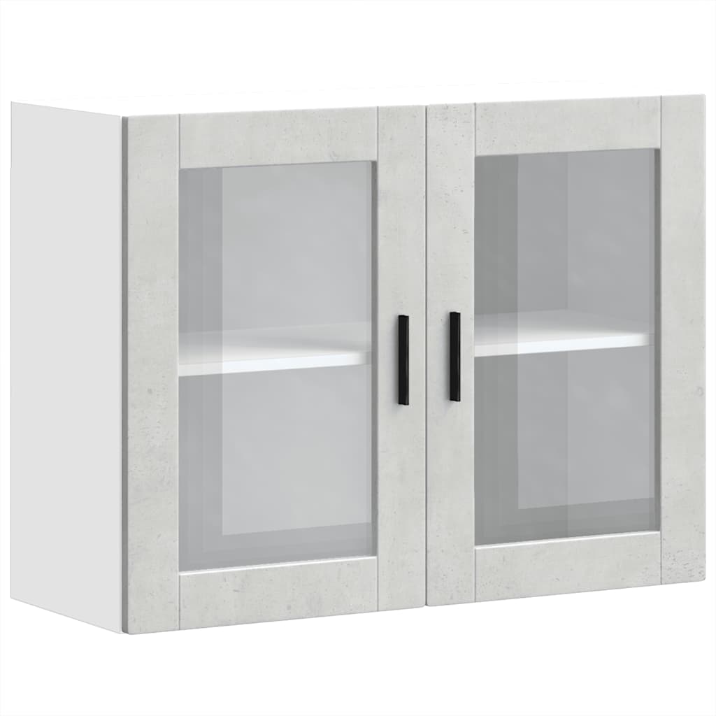 Kitchen Wall Cabinet with Glass Door Porto Concrete Grey