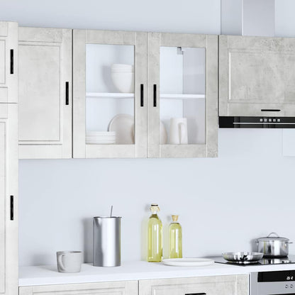 Kitchen Wall Cabinet with Glass Door Porto Concrete Grey