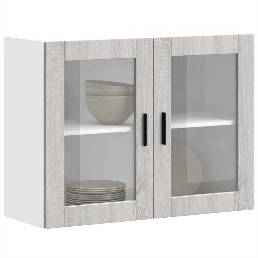 Kitchen Wall Cabinet with Glass Door Porto Grey Sonoma