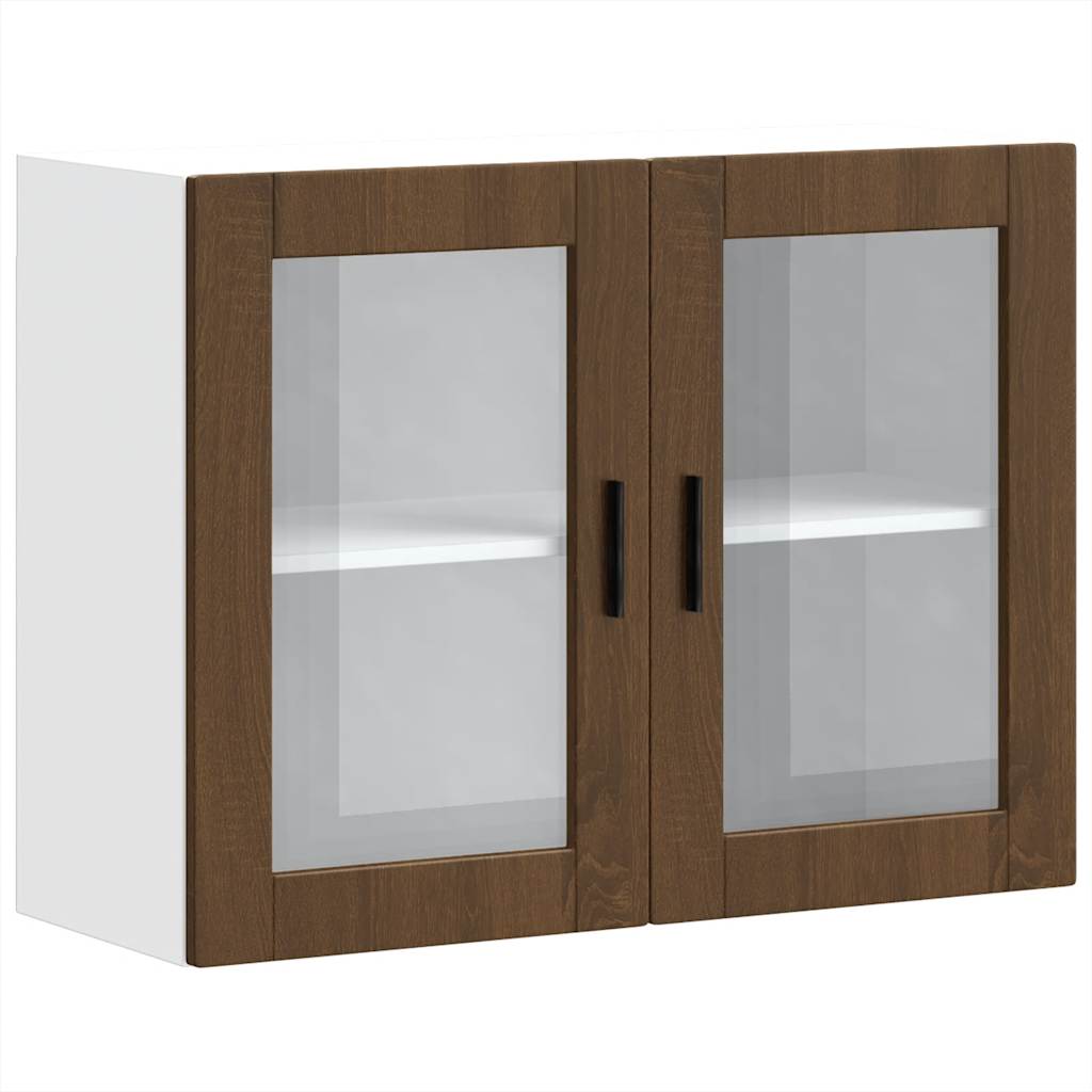 Kitchen Wall Cabinet with Glass Door Porto Brown Oak