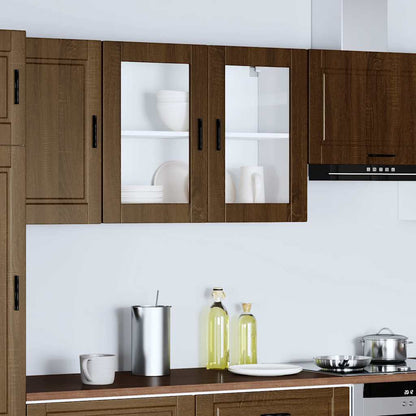 Kitchen Wall Cabinet with Glass Door Porto Brown Oak