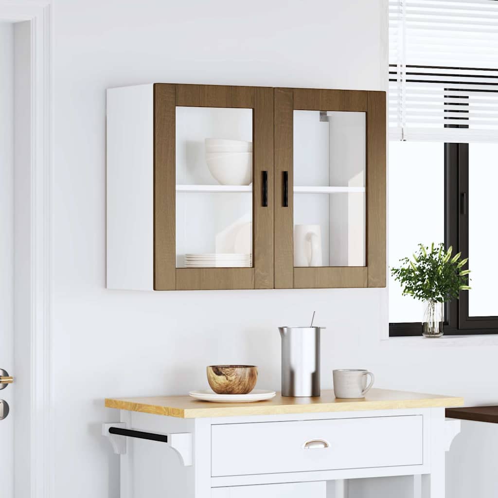 Kitchen Wall Cabinet with Glass Door Porto Brown Oak