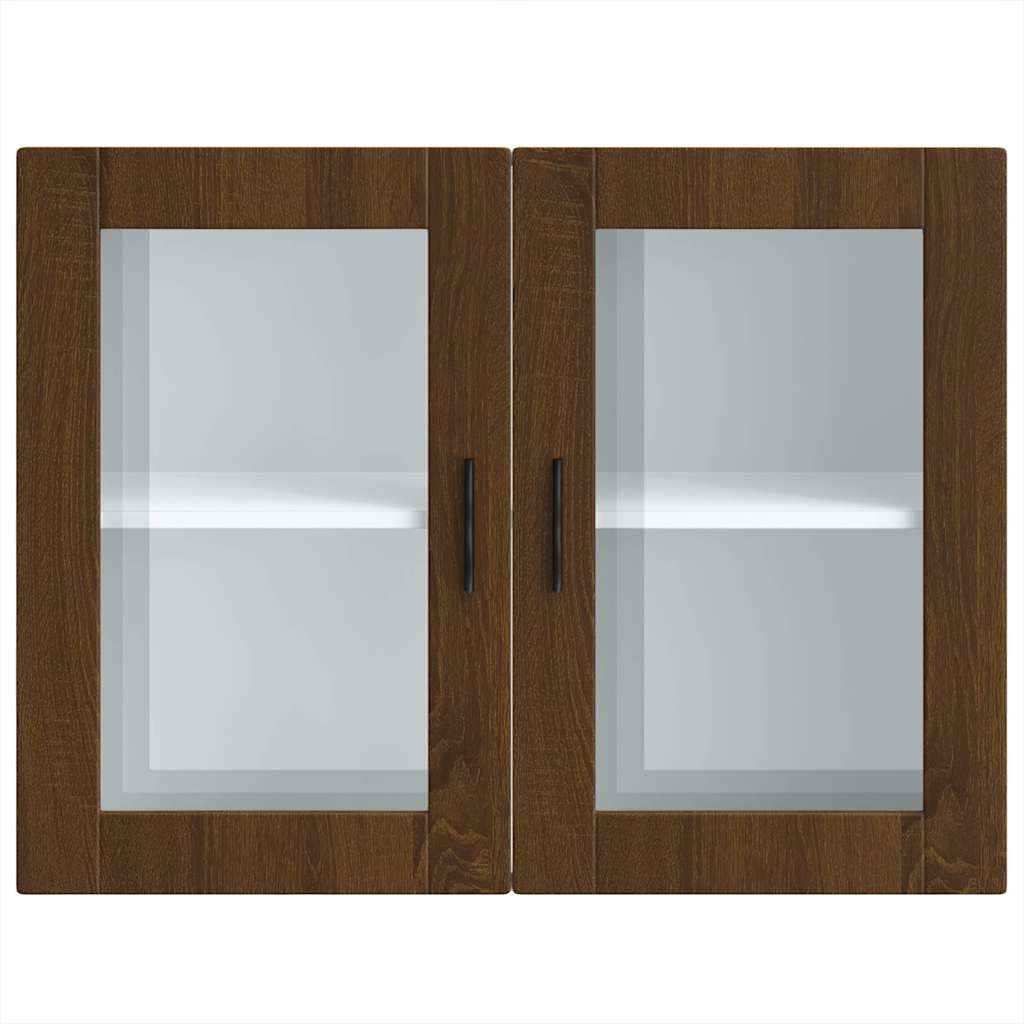 Kitchen Wall Cabinet with Glass Door Porto Brown Oak