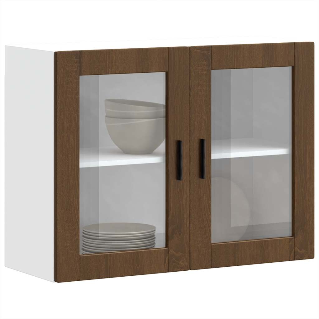 Kitchen Wall Cabinet with Glass Door Porto Brown Oak