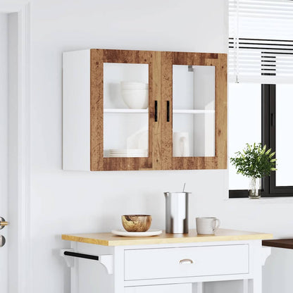 Kitchen Wall Cabinet with Glass Door Porto Old Wood