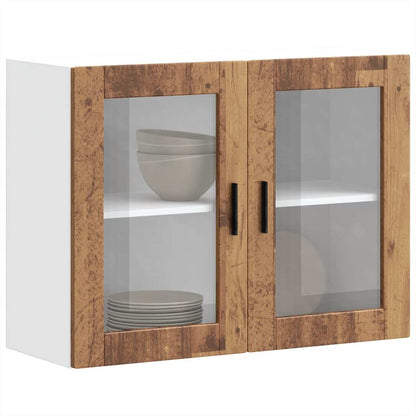 Kitchen Wall Cabinet with Glass Door Porto Old Wood