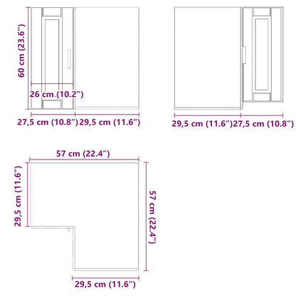 Kitchen Wall Corner Cabinet "Porto" Old Wood Engineered Wood