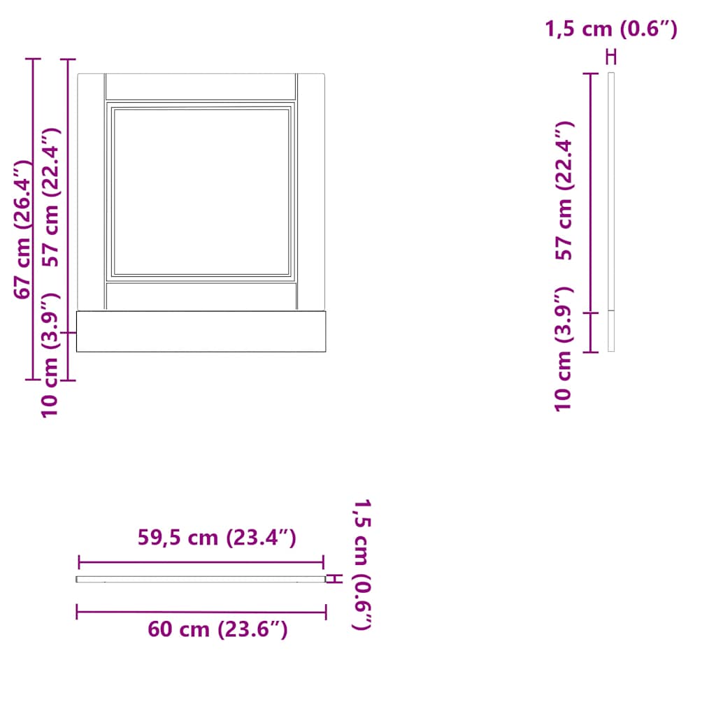 Dishwasher Panel Porto White 60x1.5x67 cm Engineered Wood