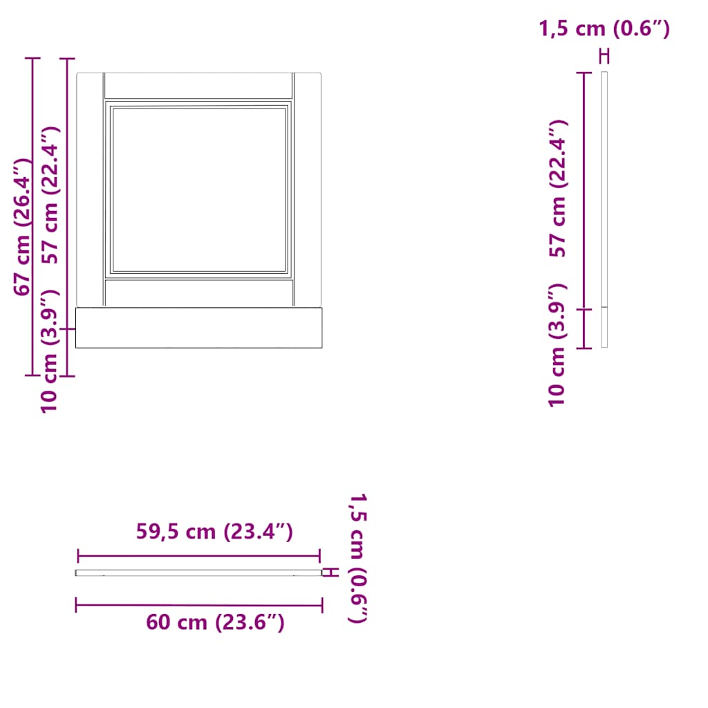 Dishwasher Panel Porto Smoked Oak 60x1.5x67 cm Engineered Wood