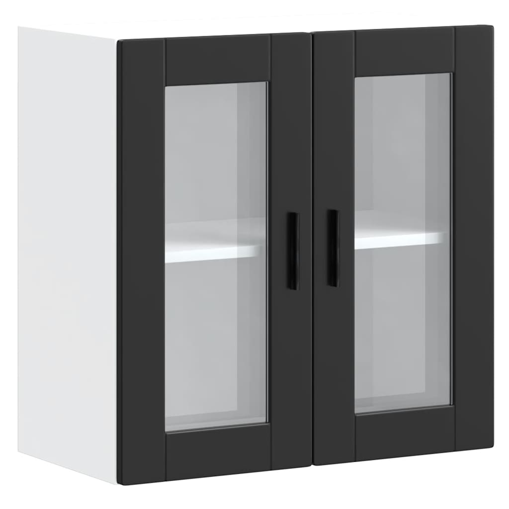 Kitchen Wall Cabinet with Glass Door Porto Black