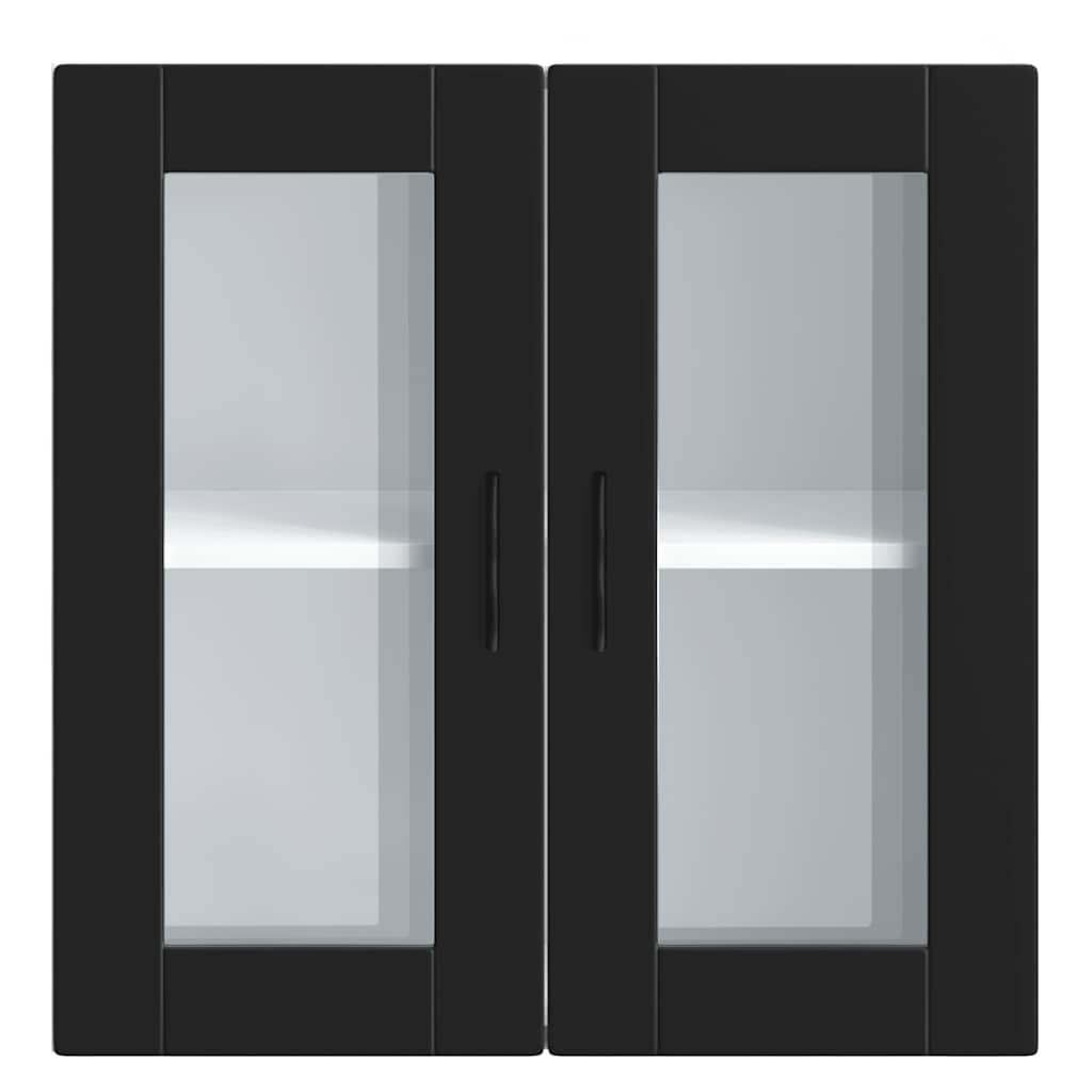 Kitchen Wall Cabinet with Glass Door Porto Black