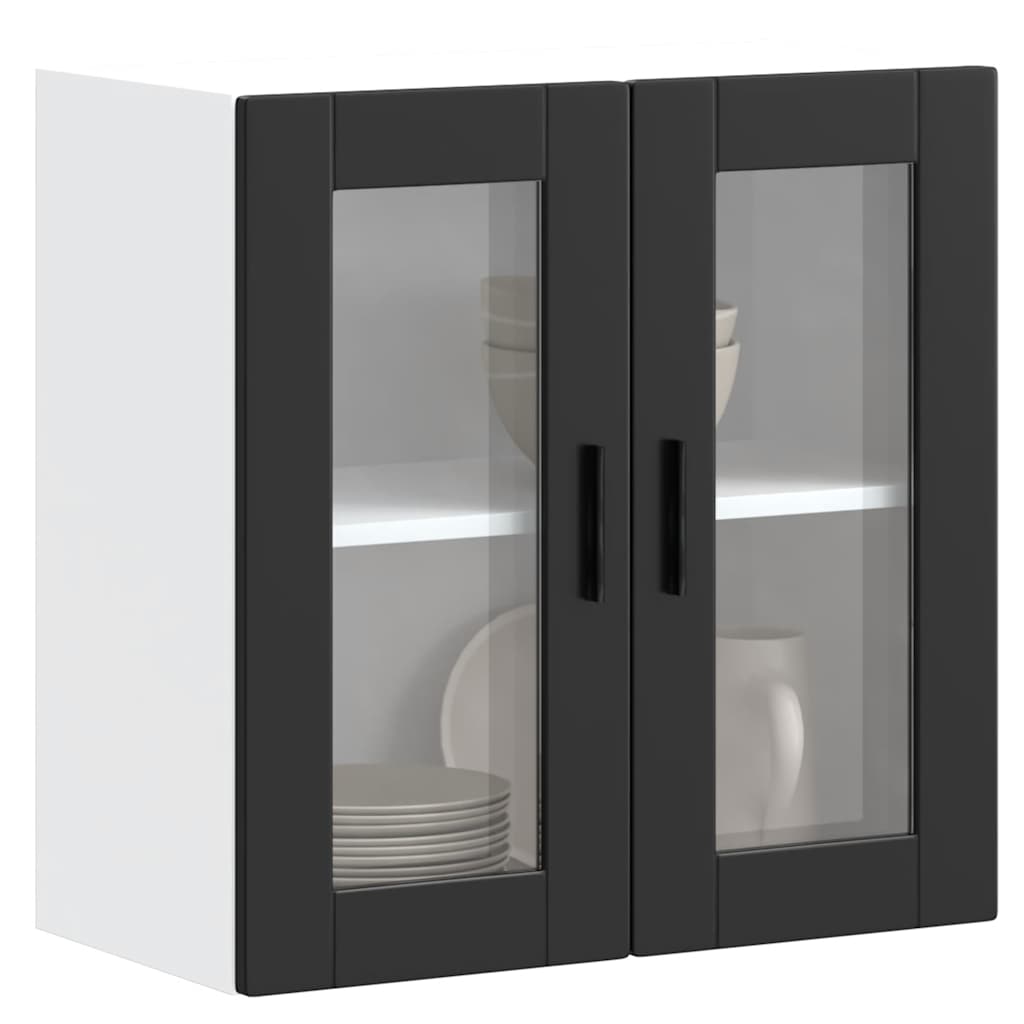 Kitchen Wall Cabinet with Glass Door Porto Black