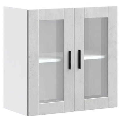 Kitchen Wall Cabinet with Glass Door Porto Concrete Grey