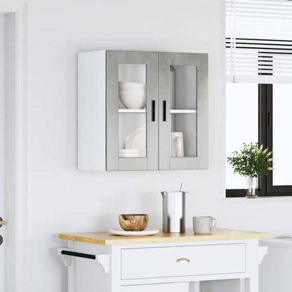 Kitchen Wall Cabinet with Glass Door Porto Concrete Grey