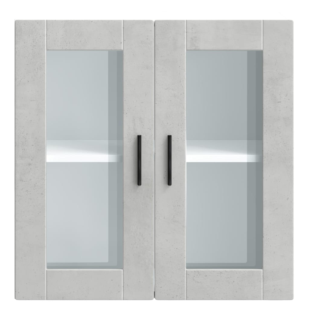 Kitchen Wall Cabinet with Glass Door Porto Concrete Grey