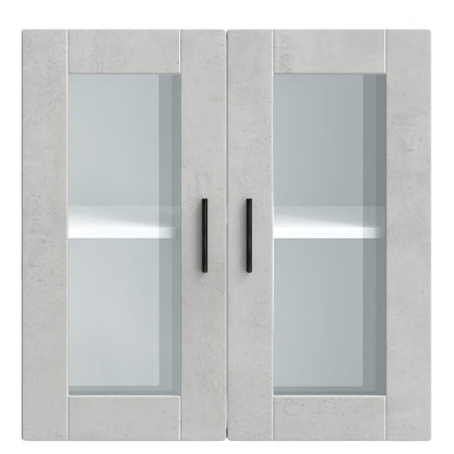 Kitchen Wall Cabinet with Glass Door Porto Concrete Grey