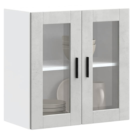 Kitchen Wall Cabinet with Glass Door Porto Concrete Grey