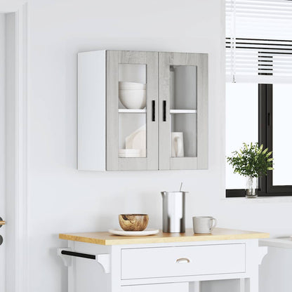 Kitchen Wall Cabinet with Glass Door Porto Grey Sonoma