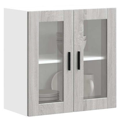 Kitchen Wall Cabinet with Glass Door Porto Grey Sonoma