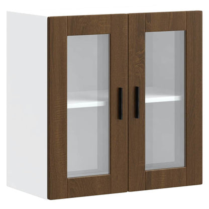 Kitchen Wall Cabinet with Glass Door Porto Brown Oak