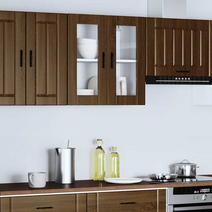 Kitchen Wall Cabinet with Glass Door Porto Brown Oak