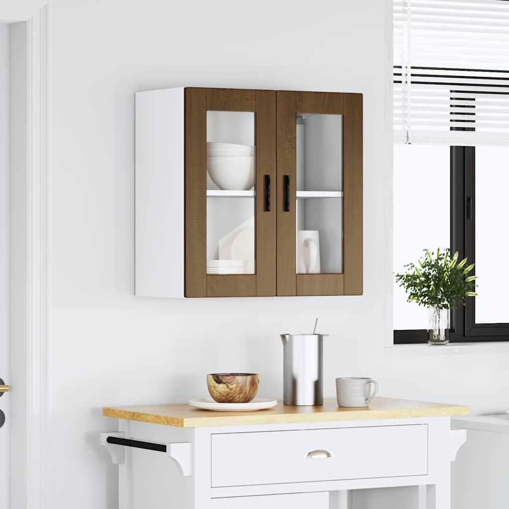 Kitchen Wall Cabinet with Glass Door Porto Brown Oak