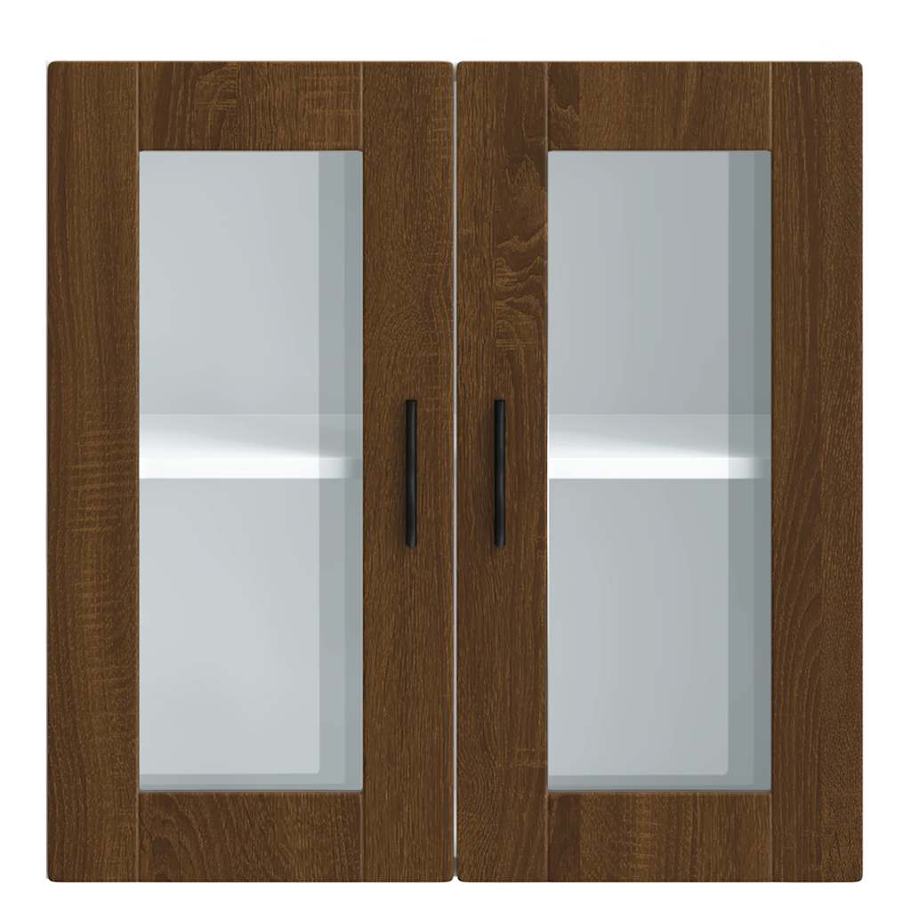 Kitchen Wall Cabinet with Glass Door Porto Brown Oak