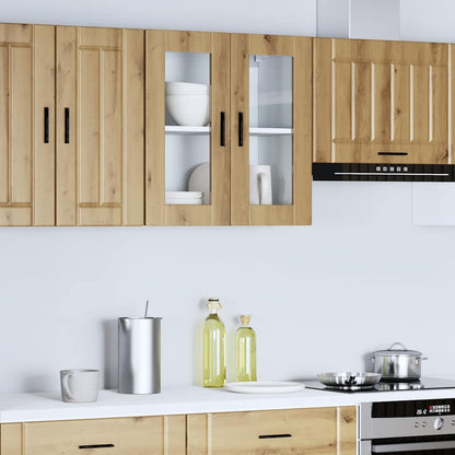 Kitchen Wall Cabinet with Glass Door Porto Artisan Oak