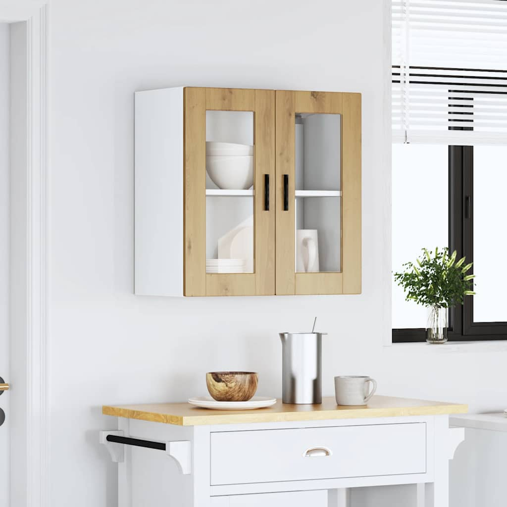 Kitchen Wall Cabinet with Glass Door Porto Artisan Oak