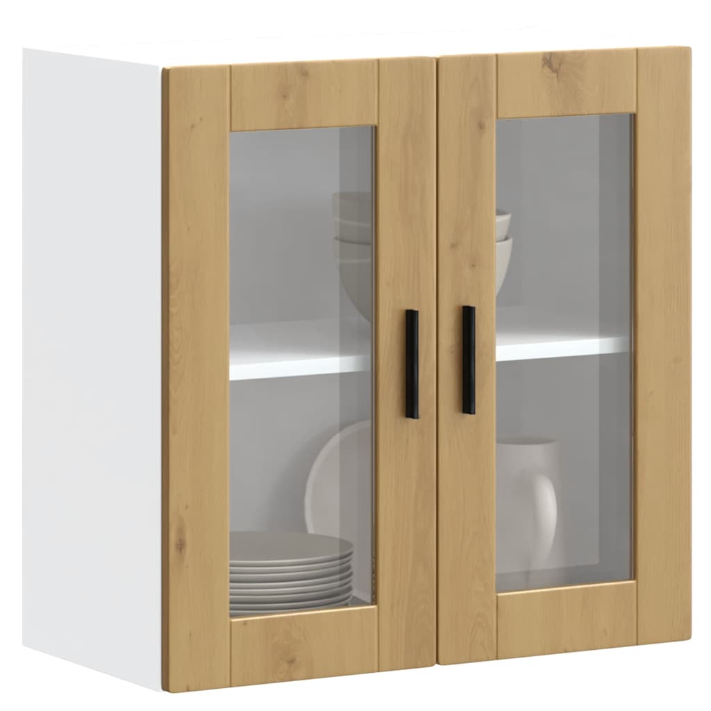 Kitchen Wall Cabinet with Glass Door Porto Artisan Oak