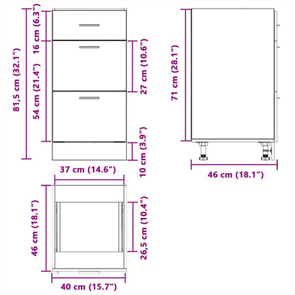 Bottom Cabinet Black 40x46x81.5 cm Engineered Wood