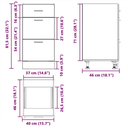 Bottom Cabinet Concrete Grey 40x46x81.5 cm Engineered Wood