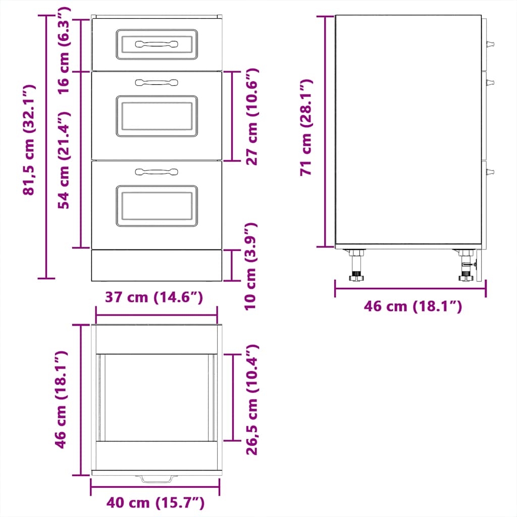 Kitchen Base Cabinet Kalmar High Gloss White Engineered Wood