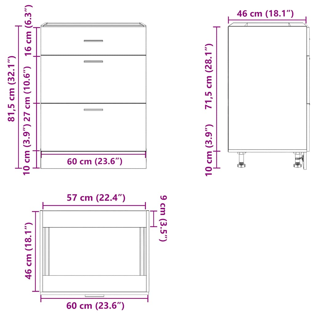 Kitchen Base Cabinet Sonoma Oak Engineered Wood