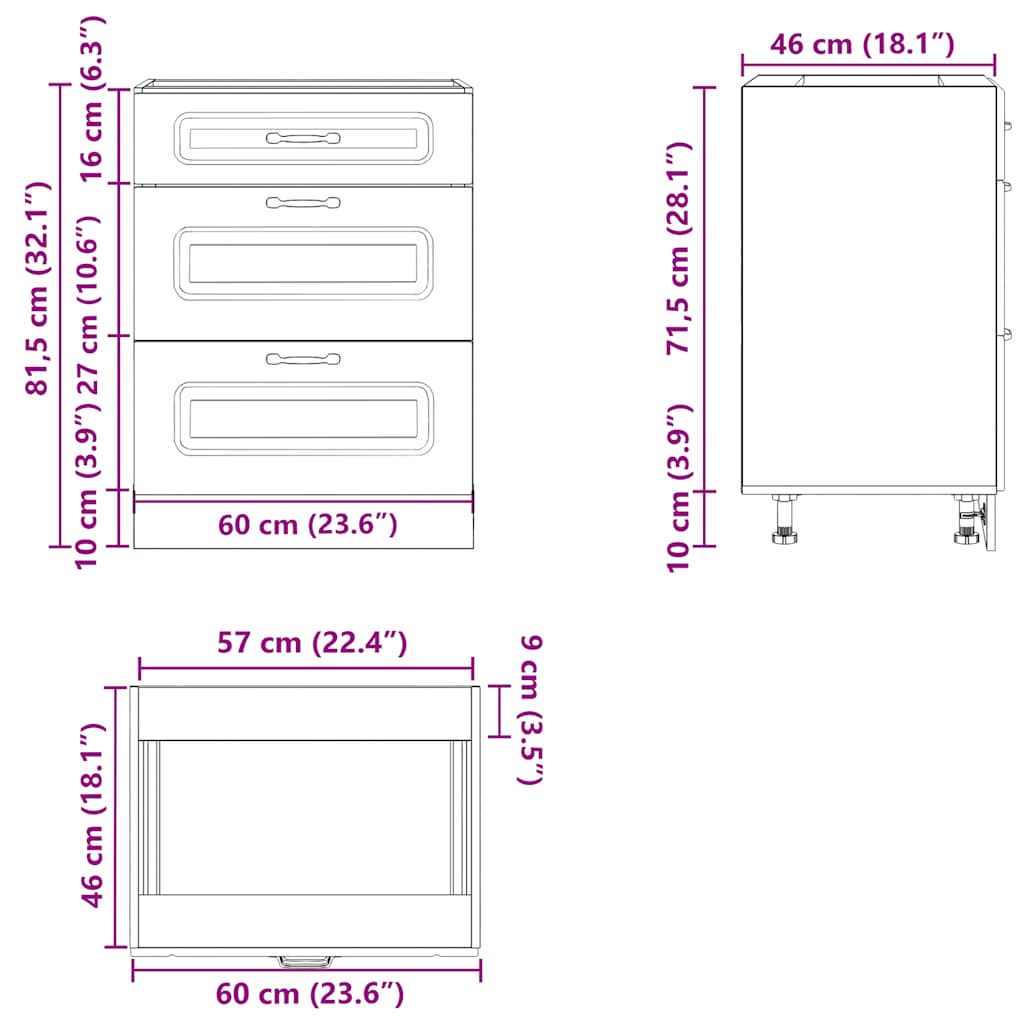 Kitchen Base Cabinet Kalmar White Engineered Wood