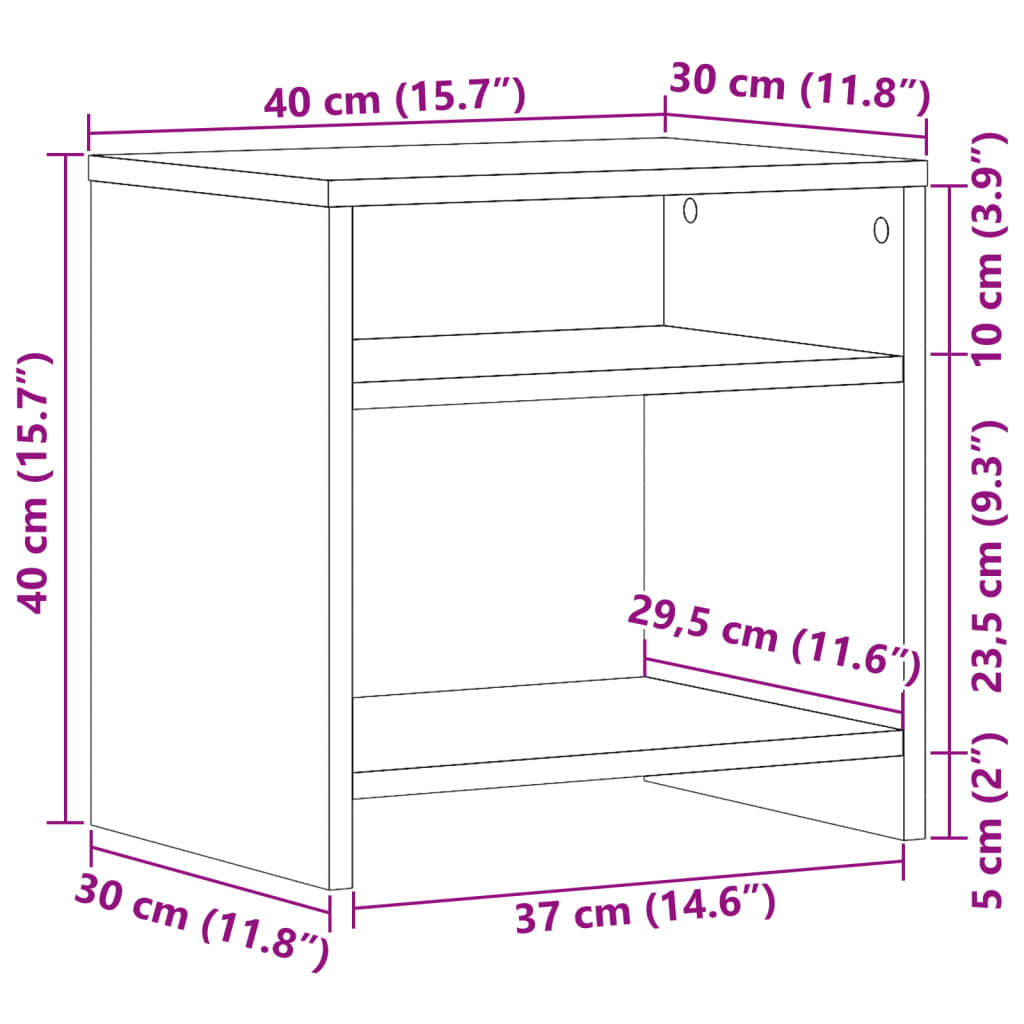 Bedside Cabinets 2 pcs Old Wood 40x30x40 cm Engineered Wood