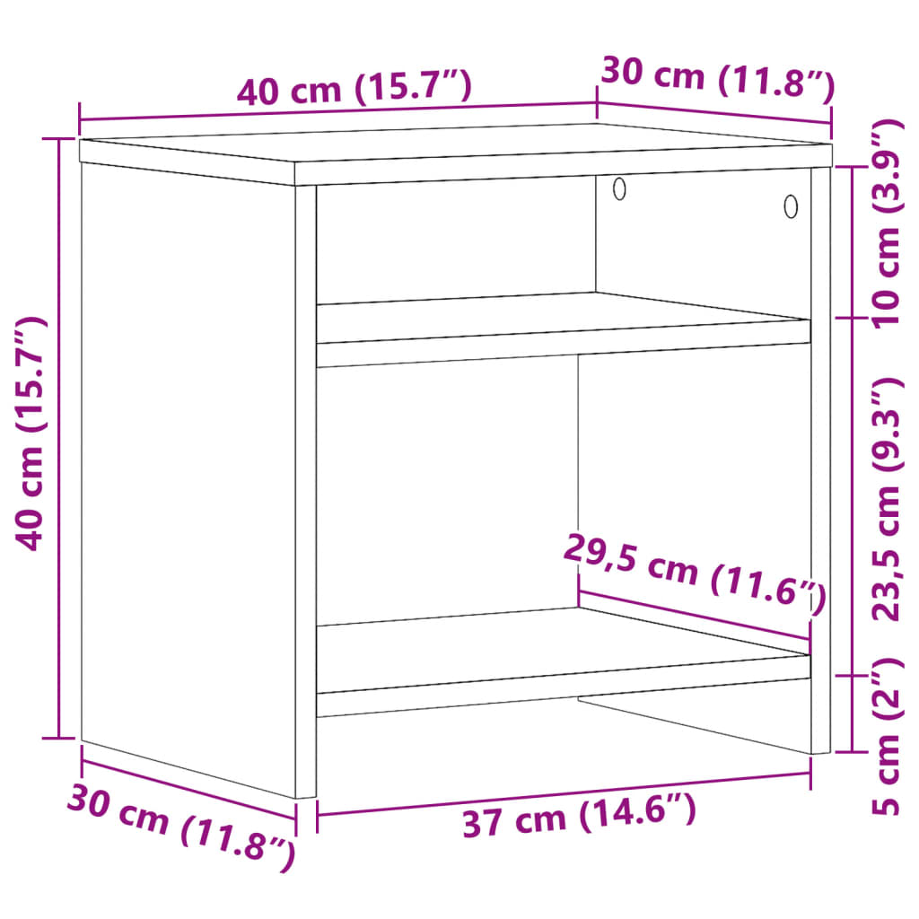 Bedside Cabinet Aritisian Oak 40x30x40 cm Engineered Wood