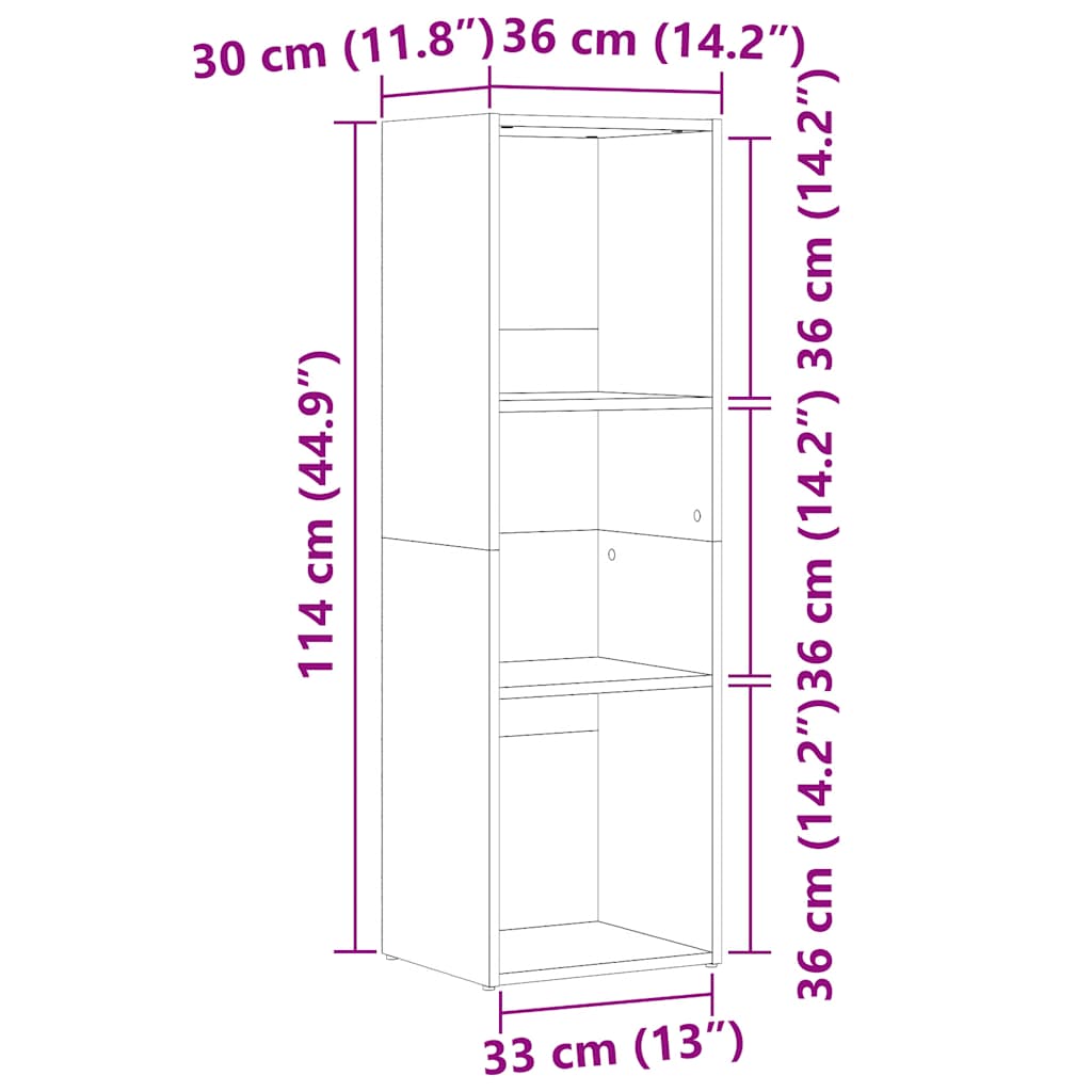 Book Cabinet Old Wood 36x30x114 cm Engineered Wood