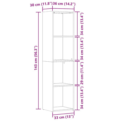 Book Cabinet Old Wood 36x30x114 cm Engineered Wood