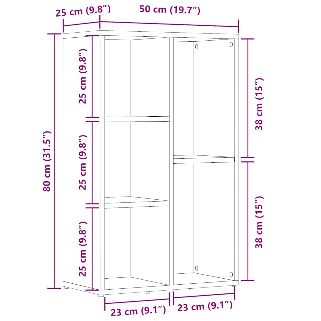 Book Cabinet Old Wood 45x25x80 cm Engineered Wood