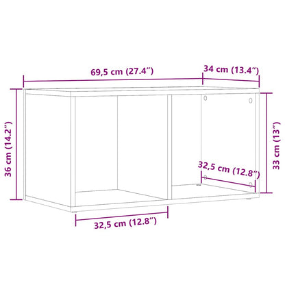 LP Storage Box Old Wood 69.5x34x36 cm Engineered Wood