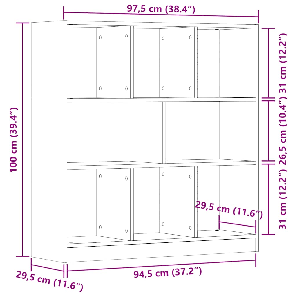 Book Cabinet Old Wood 97.5x29.5x100 cm Engineered Wood