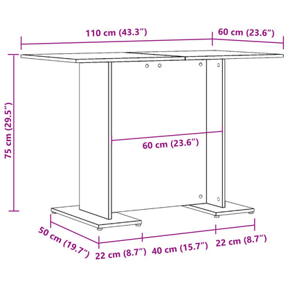 Dining Table Old Wood 110x60x75 cm Engineered Wood