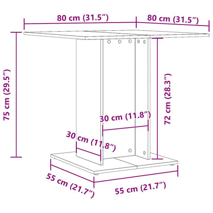 Dining Table Old Wood 80x80x75 cm Engineered Wood