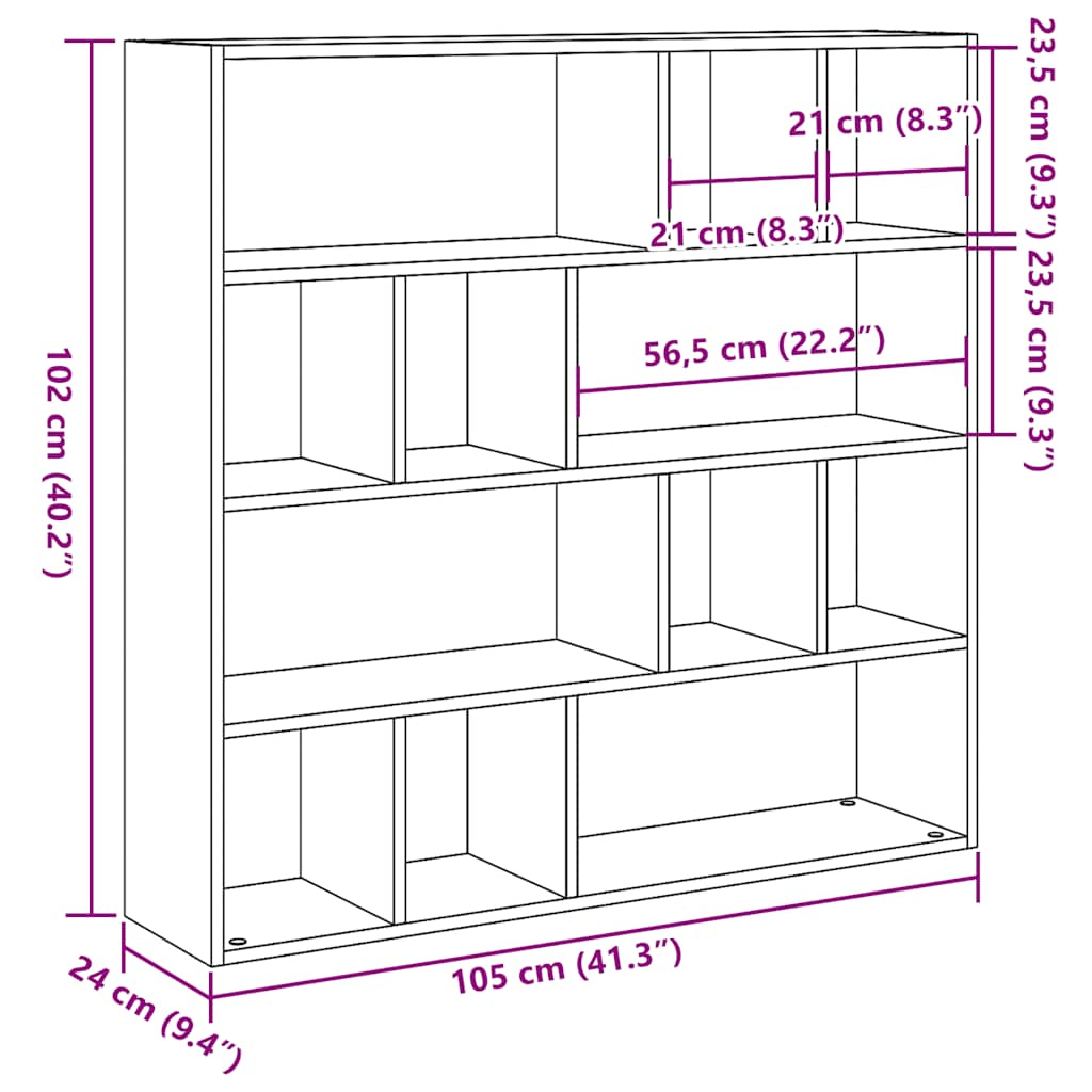 Book Cabinet/Room Divider Old Wood 105x24x102 cm