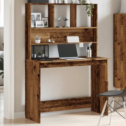 Desk with Shelves Old Wood 102x45x148 cm Engineered Wood