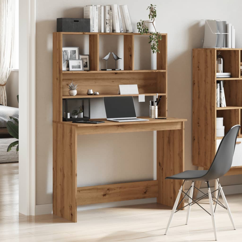 Desk with Shelves Artisan Oak 102x45x148 cm Engineered Wood